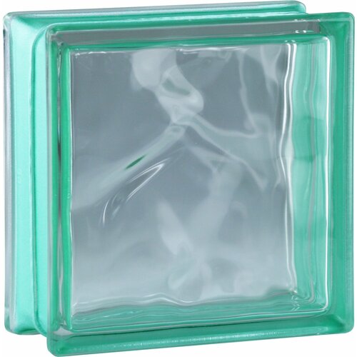 BM Glasbaustein Wolke Reflex Smaragd 1-seitig satiniert 19x19x8 cm