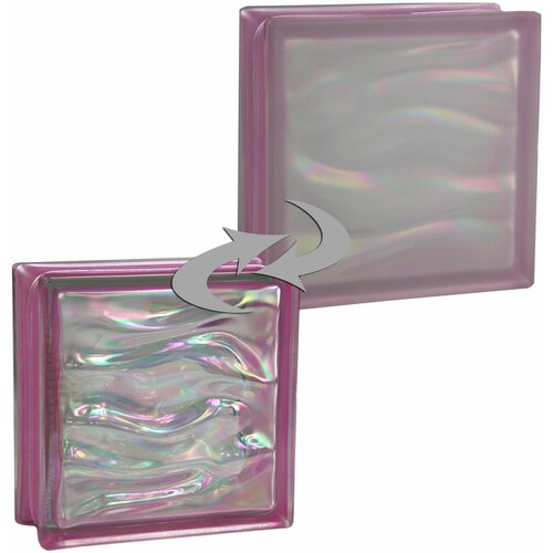 BM Glasbaustein AQUA Perlmutt Amethyst 1-seitig satiniert 19x19x8 cm