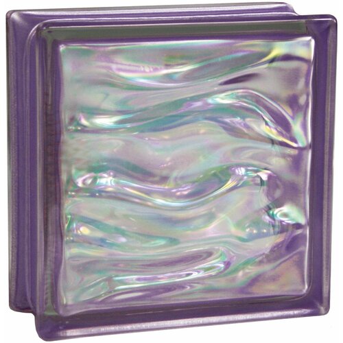 BM Glasbaustein AQUA Perlmutt Violett 1-seitig satiniert 19x19x8 cm